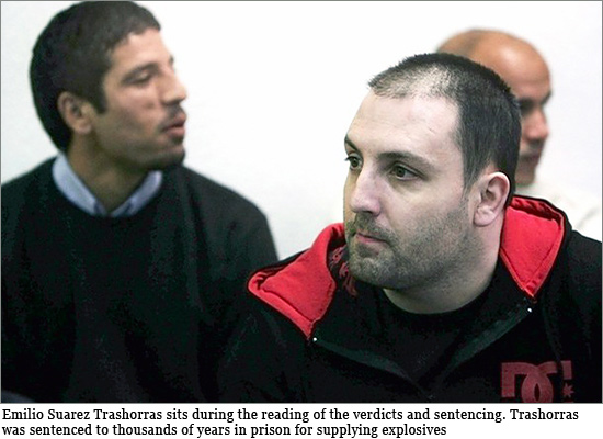 Spaniard Emilio Suarez Trashorras (R) sits during the reading of the verdicts and sentencing of the Madrid 2004 train bombings trial inside an annex of High Court in Madrid, October 31, 2007. Trashorras was sentenced to thousands of years in prison for supplying explosives Emilio-Suarez-Trashorras_550.jpg