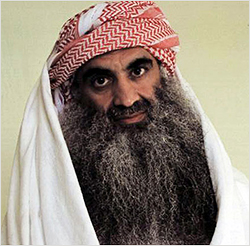 A photograph taken by the International Committee of the Red Cross of Khalid Shaikh Mohammed this year in Guantánamo Bay, Cuba. The detainee's family released the photo to a Web site, www.muslm.net Khalid-Sheikh-Mohammed.jpg