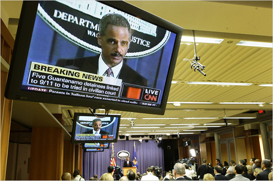 Attorney General Eric H. Holder Jr. announcing Friday that Khalid Shaikh Mohammed and four others would be tried in federal court in Manhattan. Khalid-Sheikh-Mohammed_550.jpg