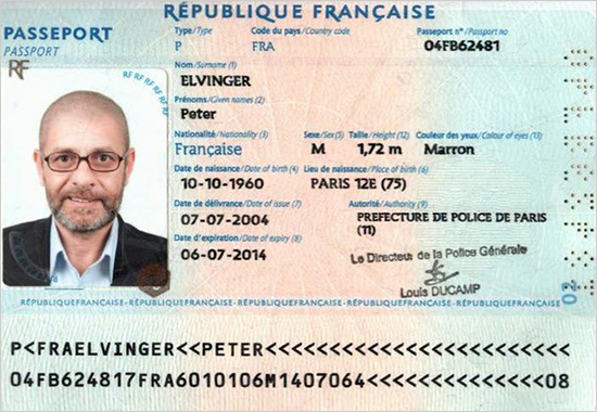 The passport copy of a man identified by Dubai authorities as Peter Elvinger of France is seen in this handout picture released by Dubai police February 24, 2010 israel_dubai_1.jpg