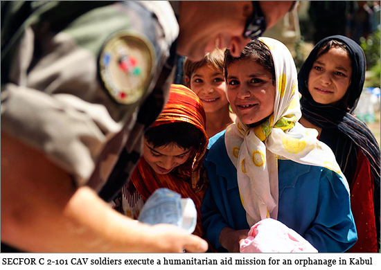 KABUL, AFGHANISTAN. SECFOR C 2-101 CAV soldiers execute a humanitarian aid mission for an orphanage in Kabul french_kabul.jpg