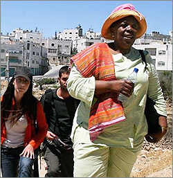 Nozizwe Madlala-Routledge, a member of the South African delegation, in the West Bank city of Hebron gaza_anc_37893a.jpg